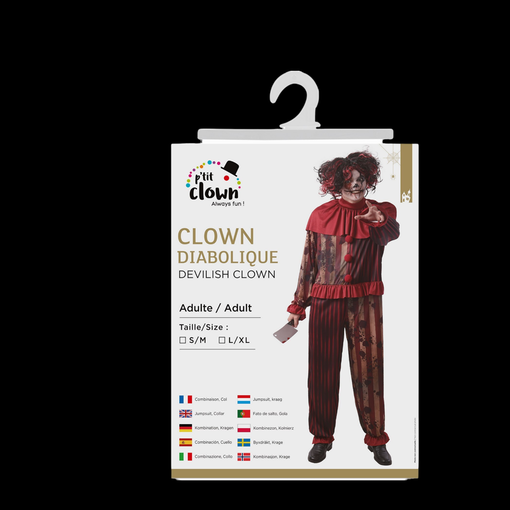 Kostüm „Teuflischer Killer-Clown“ für Herren, Größe L/XL – Halloween
