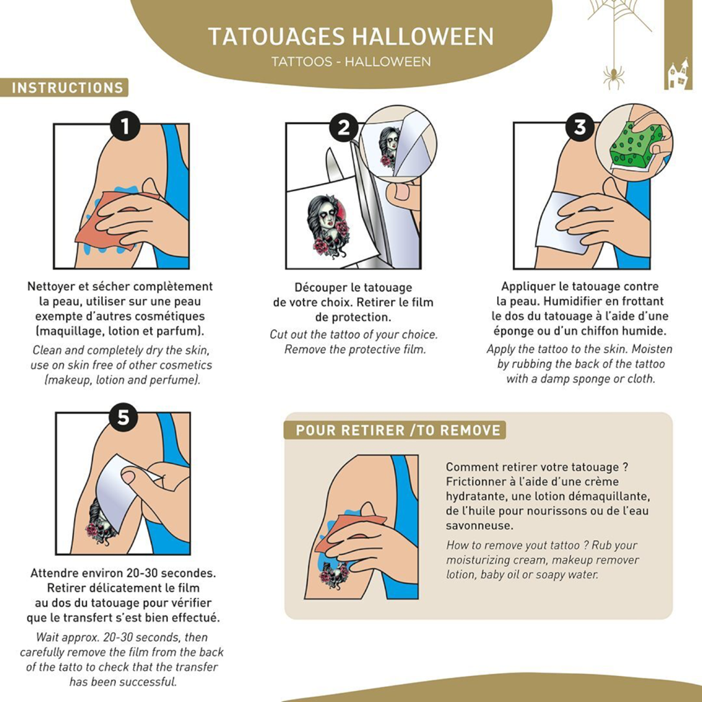 Halloween-Temporärtattoos – Zufälliges Motiv