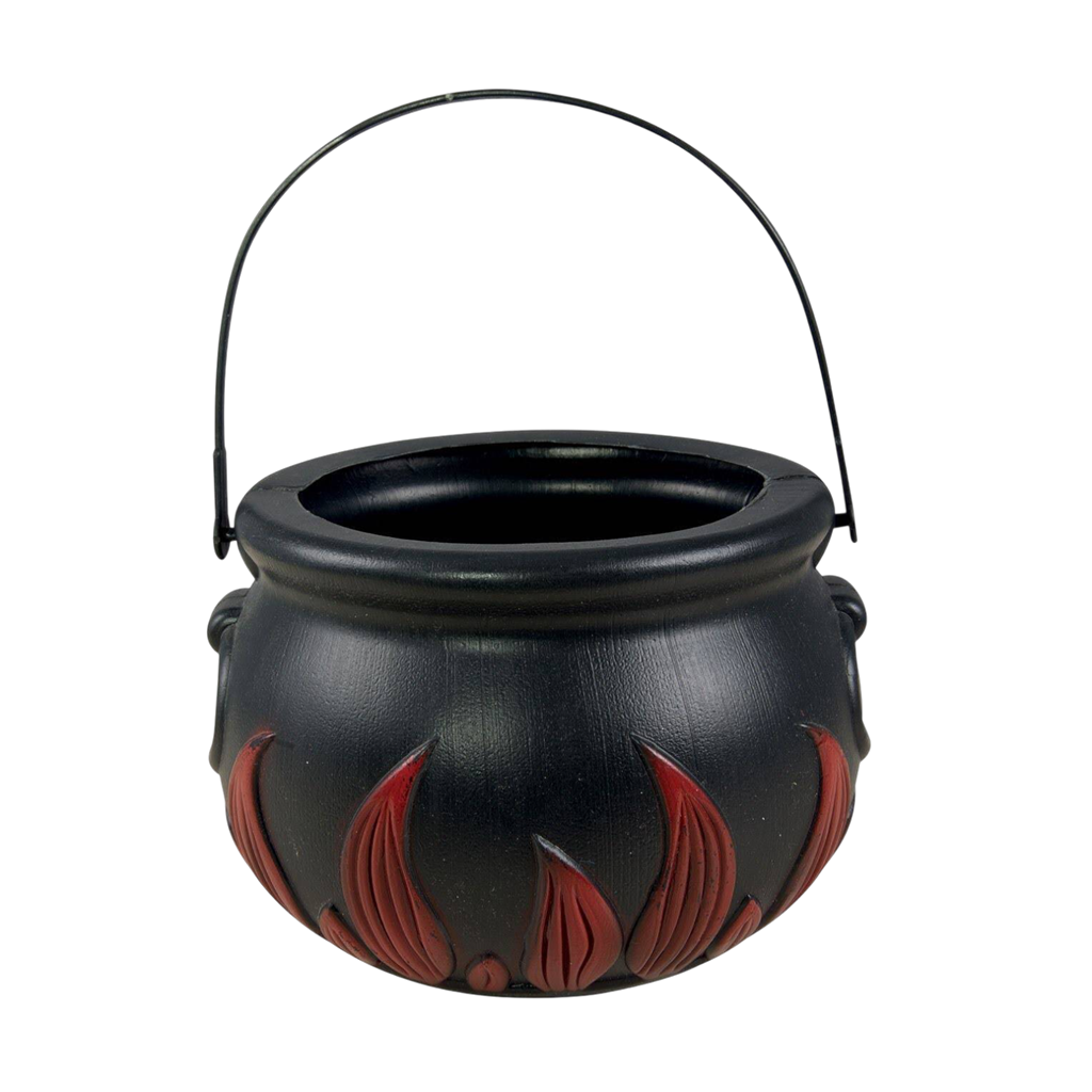 Hexenkessel mit Flammen, Ø 17 cm – Halloween-Dekoration