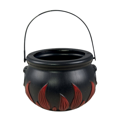 Hexenkessel mit Flammen, Ø 17 cm – Halloween-Dekoration