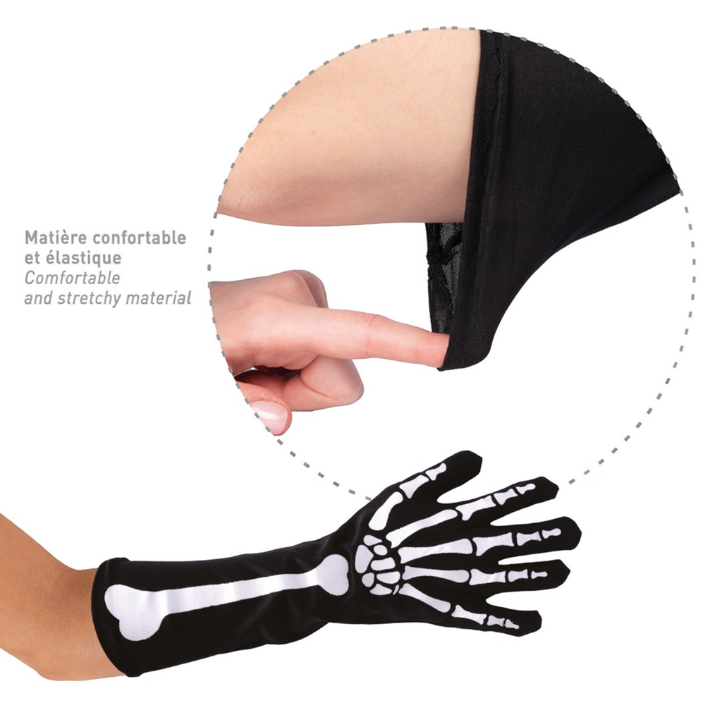 Lange Skelett-Handschuhe, 37 cm – Halloween-Kostümzubehör