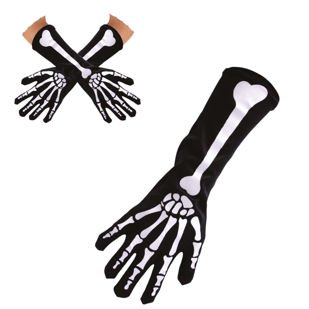 Lange Skelett-Handschuhe, 37 cm – Halloween-Kostümzubehör
