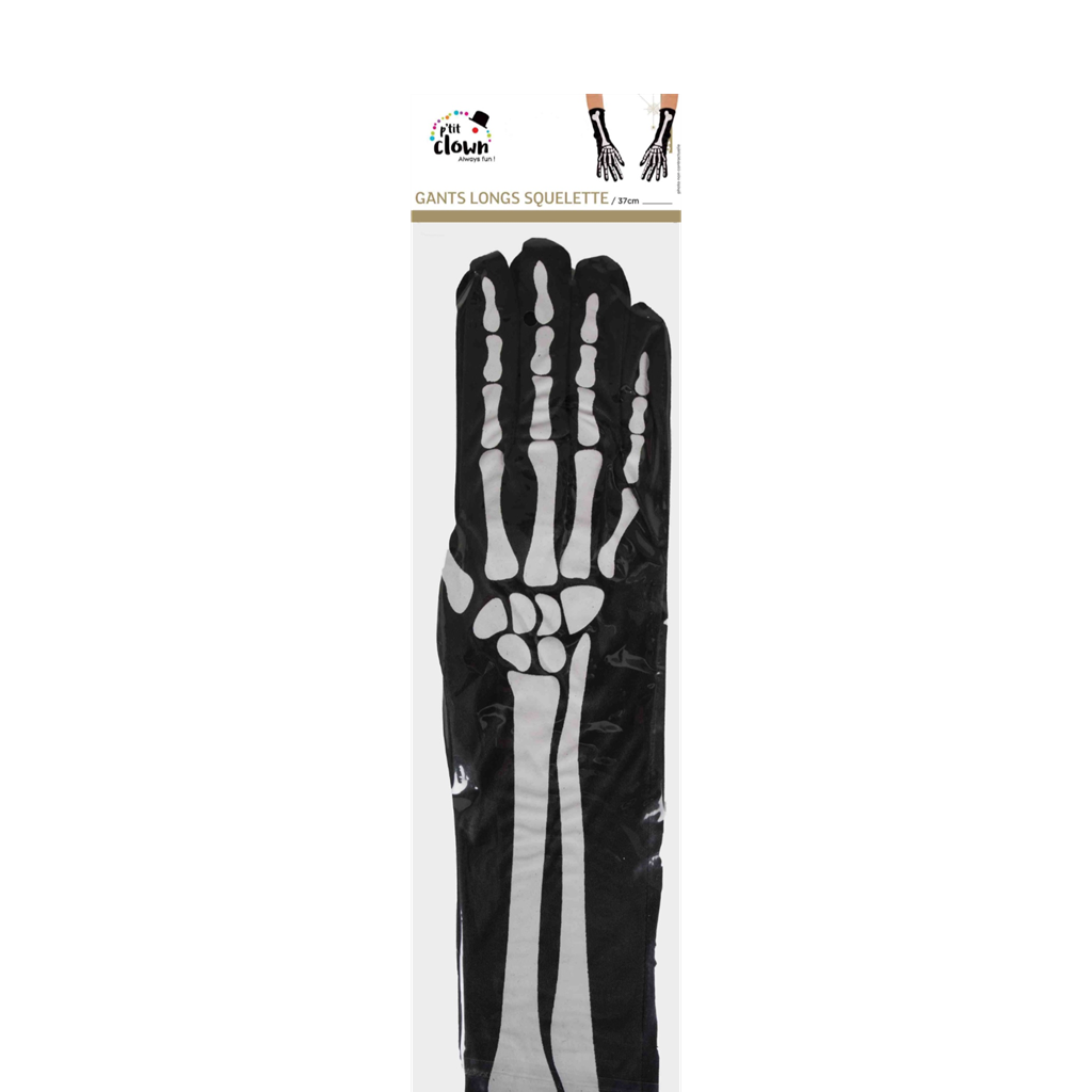 Lange Skelett-Handschuhe, 37 cm – Halloween-Kostümzubehör