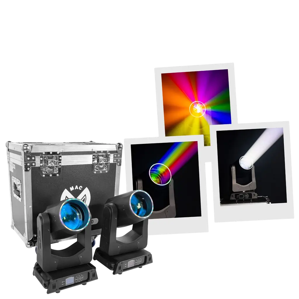 2er-Set 200-W-LED-Beam-Scheinwerfer mit Flightcase – Mac Mah