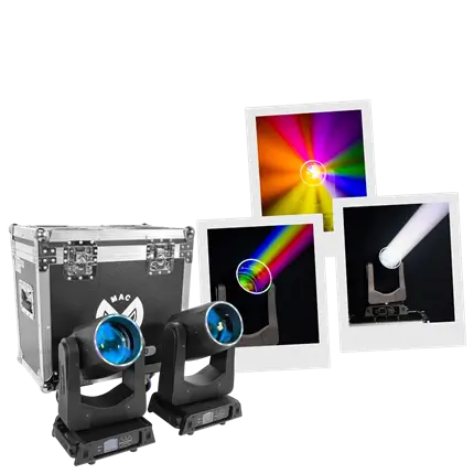 2er-Set 200-W-LED-Beam-Scheinwerfer mit Flightcase – Mac Mah