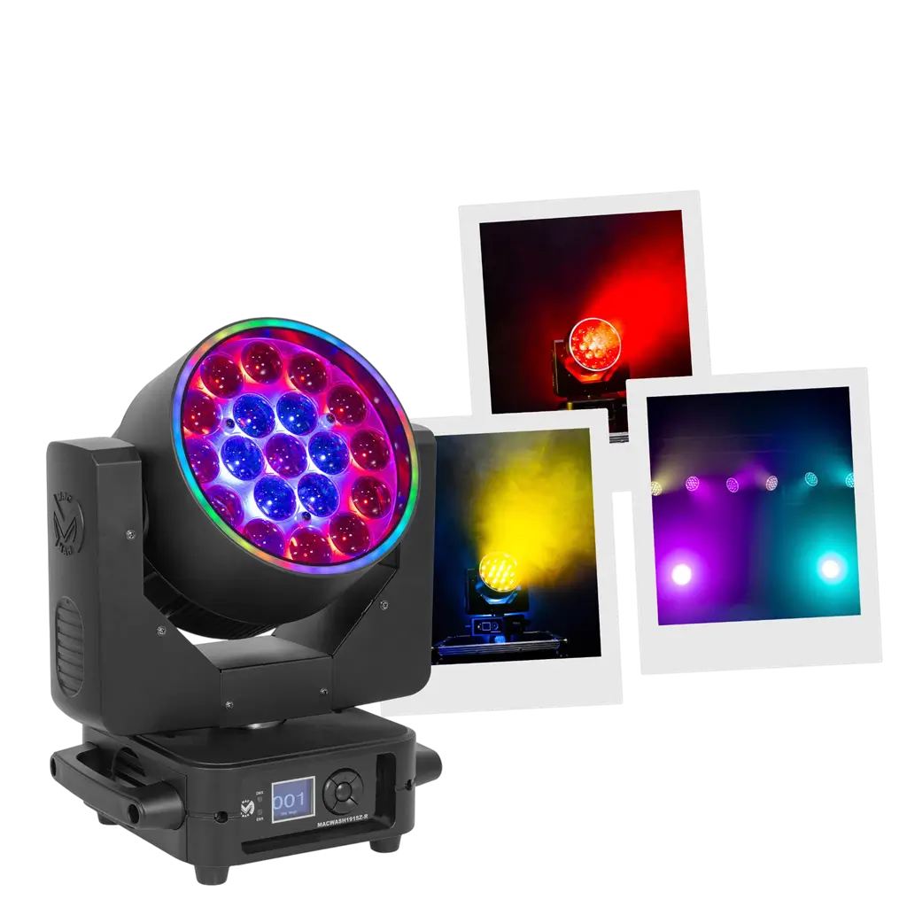 RGBW-LED-Wash-Lyre 19 × 15 W mit motorisiertem Zoom – Mac Mah