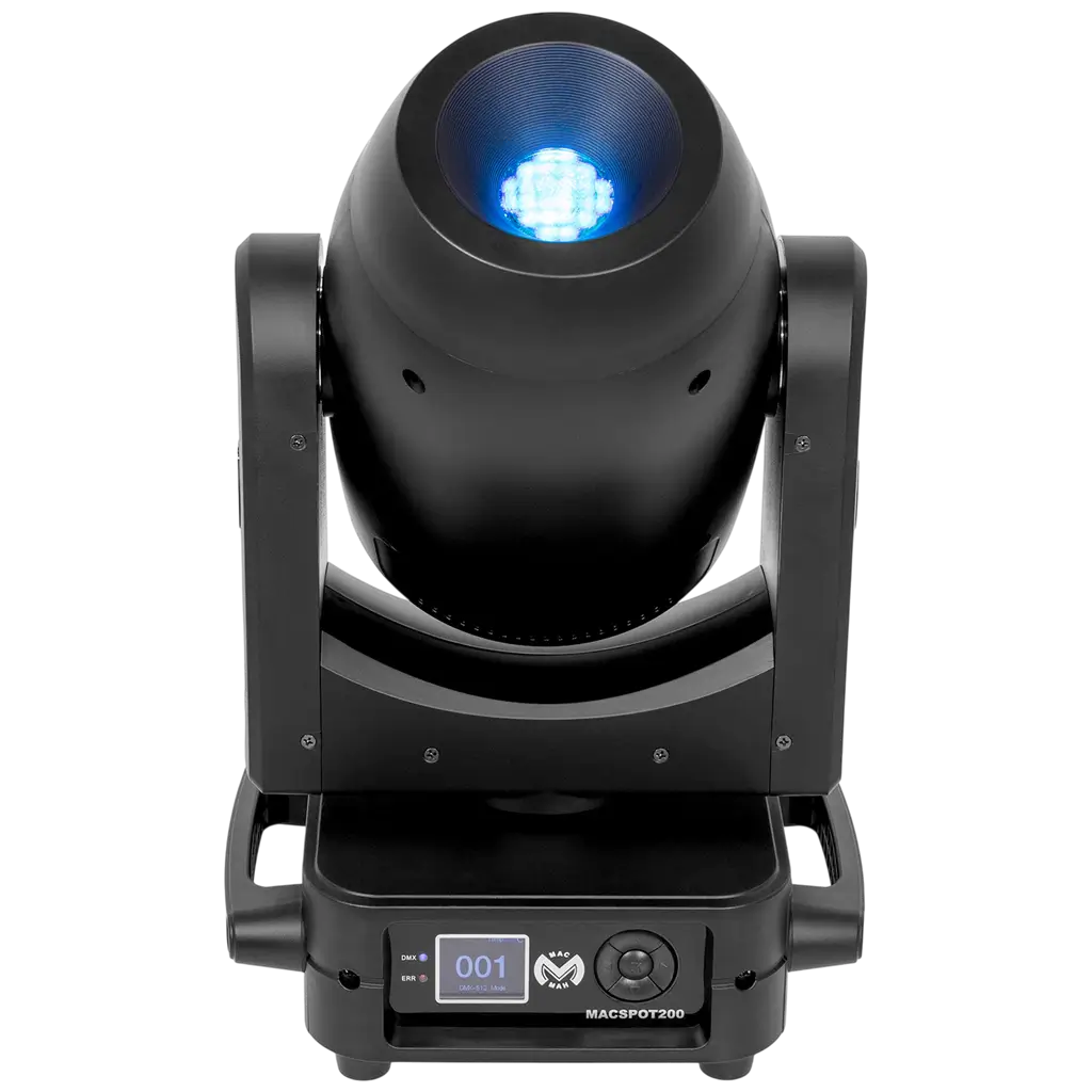 200-W-LED-Spot-Scheinwerfer mit Gobos, 6-facettigem Prisma und motorisiertem Fokus – Mac Mah