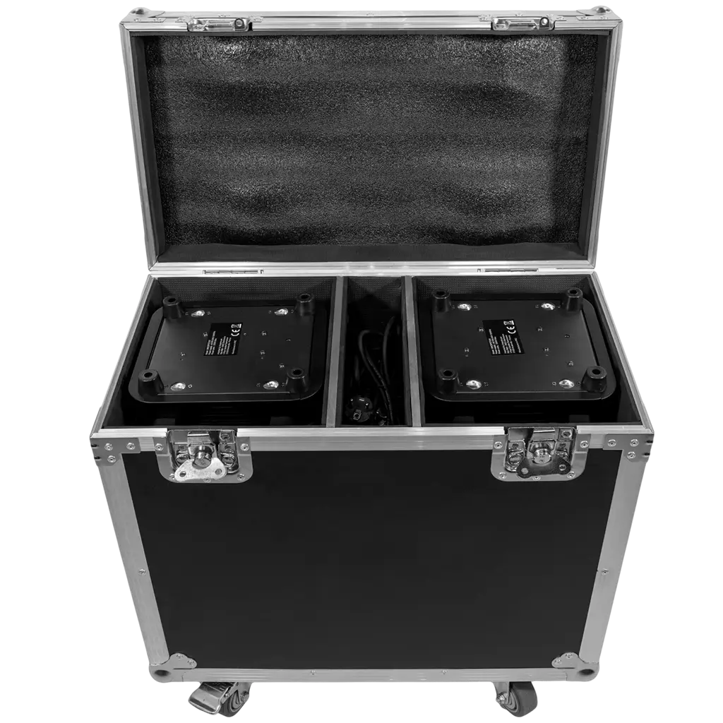 2er-Set LED-Spot-Schwenkarmleuchten (200 W) mit Flightcase – Mac Mah