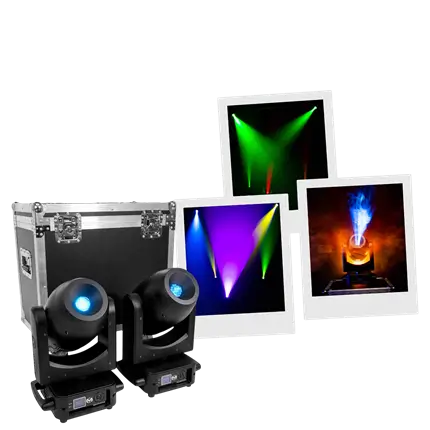 2er-Set LED-Spot-Schwenkarmleuchten (200 W) mit Flightcase – Mac Mah