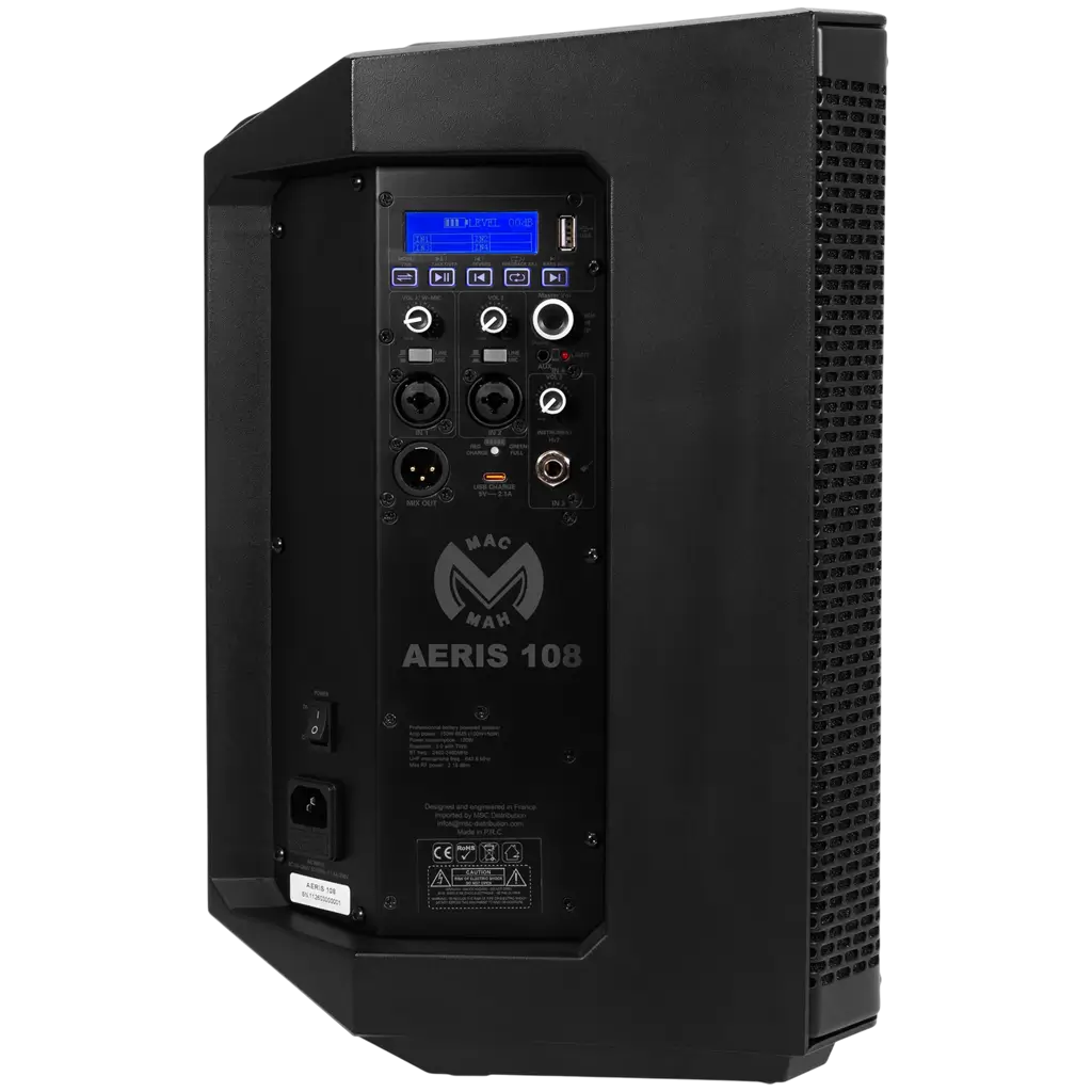 Tragbarer, aktiver 150-W-RMS-Lautsprecher (8") mit Akku und UHF-Mikrofon – Mac Mah