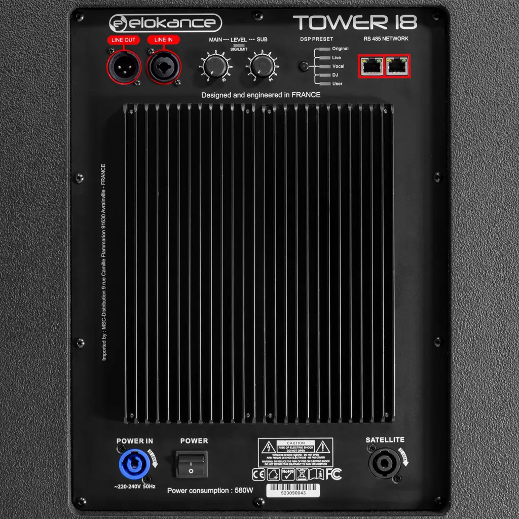 Aktives 3-Wege-Säulensystem mit 1700 W RMS und 18-Zoll-Subwoofer – Elokance