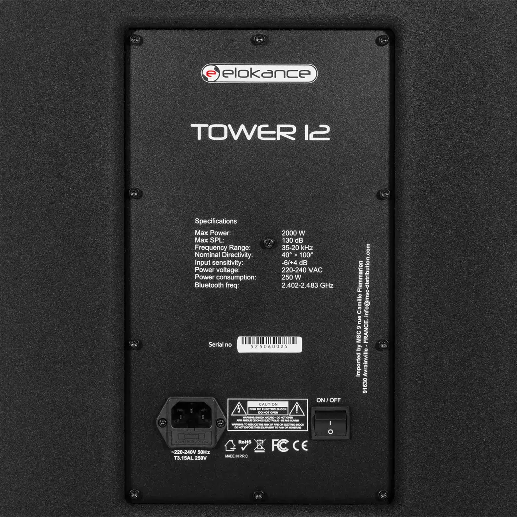 Aktives 3-Wege-Säulensystem mit 800 W RMS und 12-Zoll-Subwoofer – Elokance