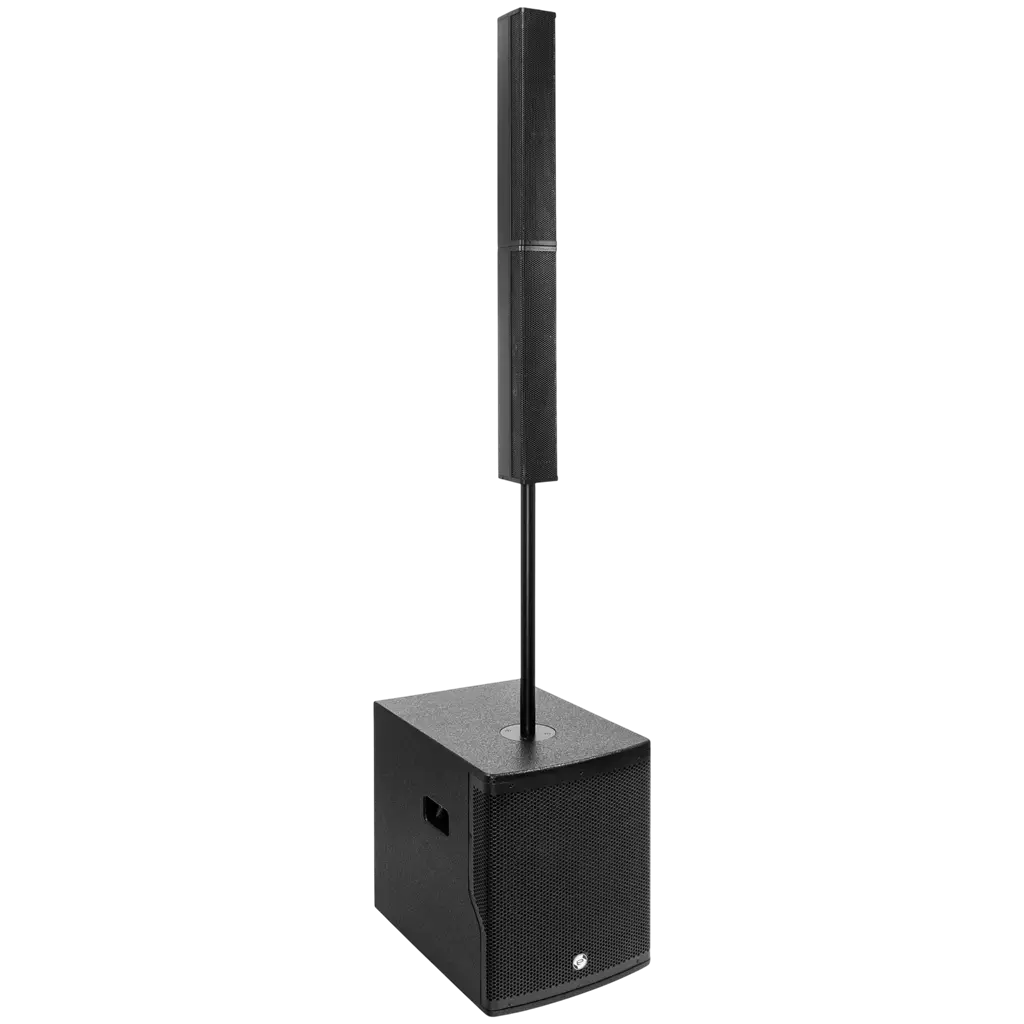 Aktives 2-Wege-Säulensystem mit 800 W RMS und 12-Zoll-Subwoofer – Elokance