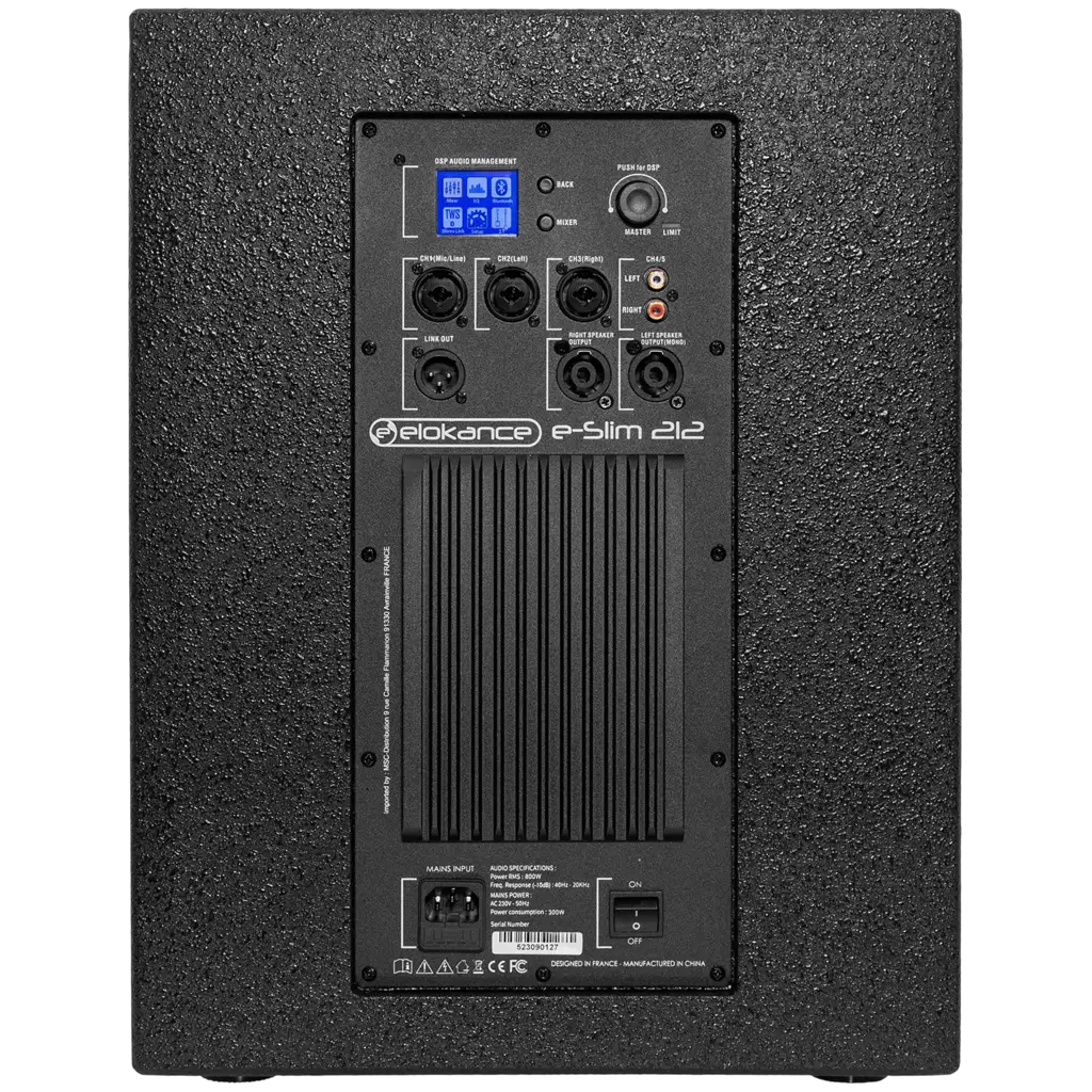 Aktives 2-Wege-Säulensystem mit 800 W RMS und 12-Zoll-Subwoofer – Elokance