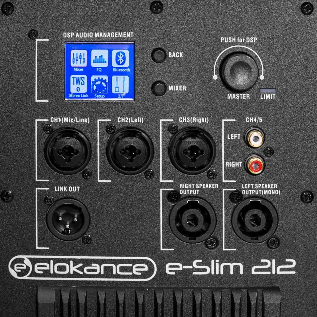 Aktives 2-Wege-Säulensystem mit 800 W RMS und 12-Zoll-Subwoofer – Elokance