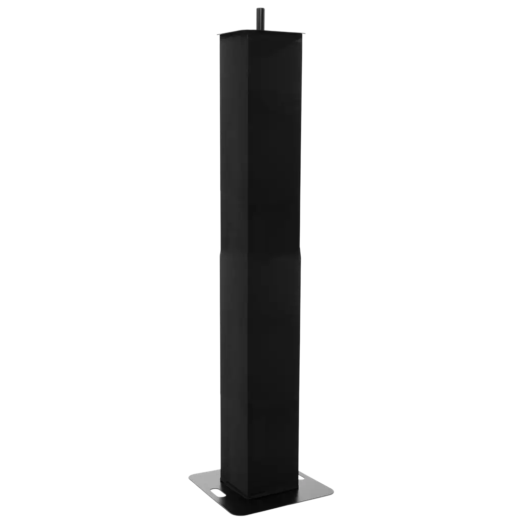2er-Set ausziehbare Totems (106 bis 195 cm) mit schwarzen Lycra-Bezügen und Flightcase – Plugger
