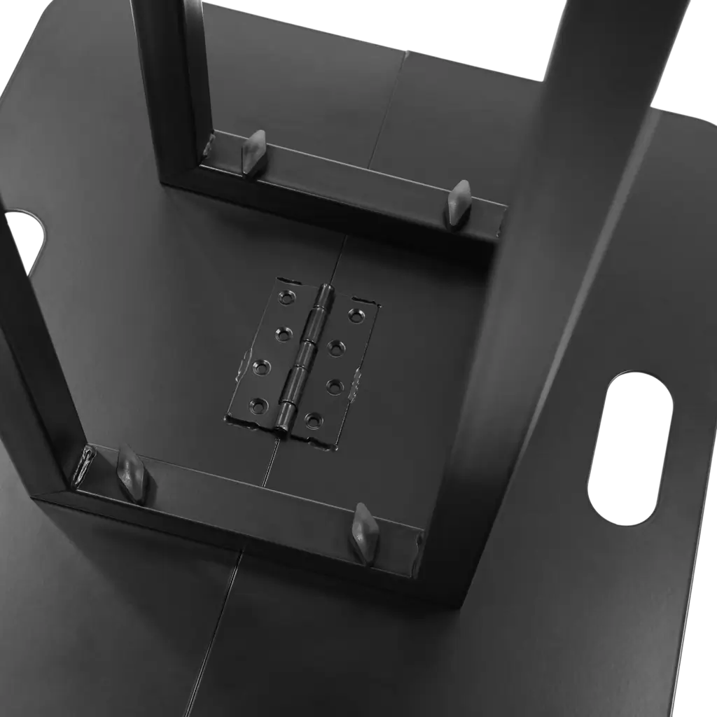 2er-Set ausziehbare Totems (106 bis 195 cm) mit schwarzen Lycra-Bezügen und Flightcase – Plugger