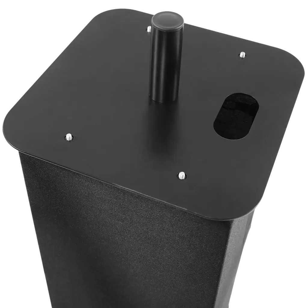 2er-Set ausziehbare Totems (106 bis 195 cm) mit schwarzen Lycra-Bezügen und Flightcase – Plugger