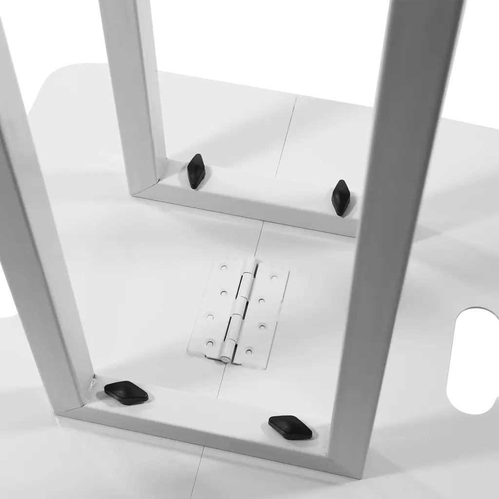 2er-Set ausziehbare Totems (106 bis 195 cm) mit weißen Lycra-Bezügen und Flightcase – Plugger