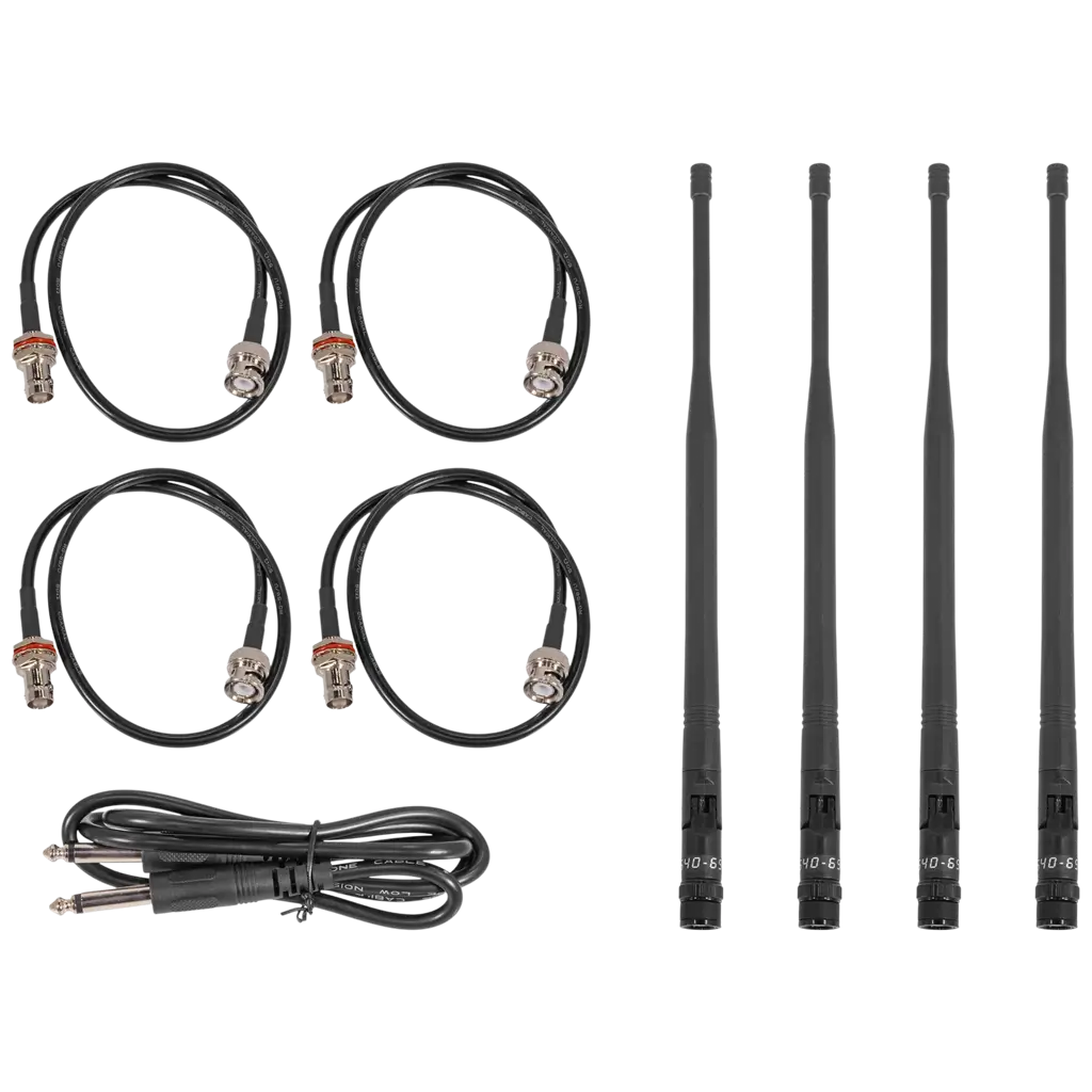 Doppeltes drahtloses UHF-Mikrofonsystem mit Nierencharakteristik und True-Diversity-Technologie samt Empfänger – Mac Mah